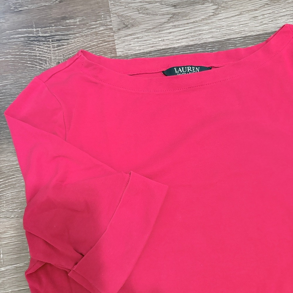Lauren Ralph Lauren Black Label Pink Short Sleeve Shirt Sz L